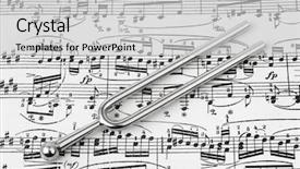  Presentation with abstract music - Presentation having tunes - pitchfork on sheet music background and a light gray colored foreground