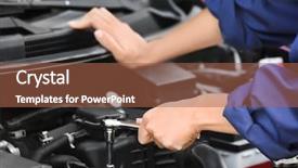  Presentation with female mechanic - Amazing theme having tunes - young female mechanic repairing car backdrop and a red colored foreground