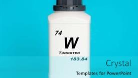  Presentation with laboratory chemical - PPT theme having tungsten-w-chemical-element background and a cyan colored foreground