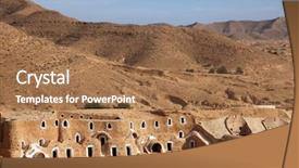  Presentation with house - Presentation theme having cultural tourism - bedouin house in tunisia background and a coral colored foreground