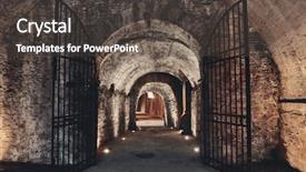  Presentation with italy us - PPT theme having tunnel and barricade in lucca background and a dark gray colored foreground