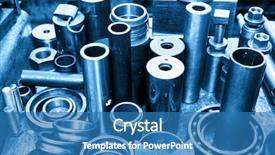  Presentation with steel industry - Presentation theme featuring tunnel construction engineering - industrial steel cylinders pistons background and a teal colored foreground