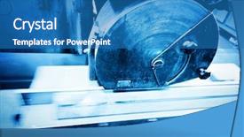 Presentation with workshop - Presentation design with tunnel engineering - big metal saw at work background and a teal colored foreground