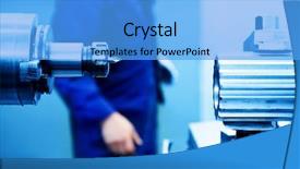  Presentation with drilling machine - Cool new PPT theme with tunnel engineering - drilling and boring machine backdrop and a light blue colored foreground