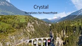  Presentation with winter in the swiss alps - Slides with tunnel engineering - famous landwasser viaduct nearby filisur background and a light blue colored foreground