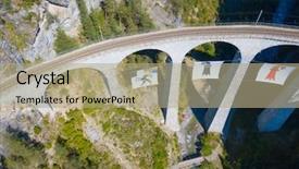  Presentation with alps - Slide deck consisting of tunnel engineering - famous landwasser viaduct nearby filisur background and a mint green colored foreground