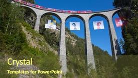  Presentation with alps - Cool new theme with tunnel engineering - famous landwasser viaduct nearby filisur backdrop and a tawny brown colored foreground