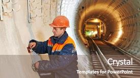  Presentation with construction site construction - Amazing presentation theme having tunnel engineering - tuneller worker installing fixture backdrop and a violet colored foreground
