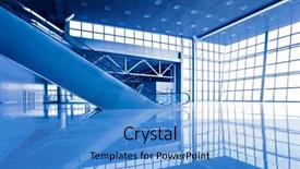  Presentation with tunnel - Beautiful presentation theme featuring tunnel free - escatator in blue hall backdrop and a teal colored foreground