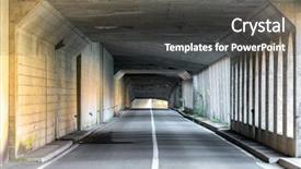  Presentation with tunnel - Amazing PPT theme having tunnel road with two lane backdrop and a dark gray colored foreground
