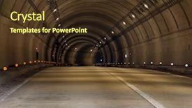  Presentation with highway road accidents - Colorful PPT theme enhanced with tunnel road with two lane backdrop and a tawny brown colored foreground
