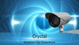  Presentation with cctv camera - Beautiful slides featuring tunnel spiral - cctv camera against digital composite backdrop and a teal colored foreground