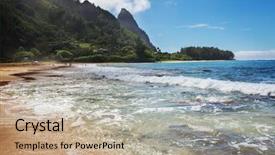  Presentation with kauai hawaii - PPT theme with tunneling - beautiful scene in tunnels beach background and a coral colored foreground