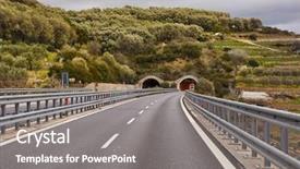  Presentation with metro rail tunnels - Cool new presentation theme with tunnels on a highway hilly backdrop and a gray colored foreground