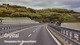  Presentation with highway - PPT theme with tunnels on a highway hilly background and a gray colored foreground
