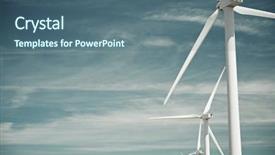  Presentation with power - PPT theme enhanced with turbine blade - windmills for electric power production background and a ocean colored foreground