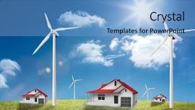  Presentation with turbine - Slides enhanced with turbine field with the sun background and a  colored foreground