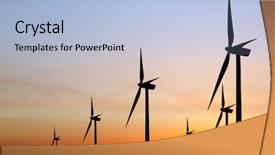  Presentation with turbine - Audience pleasing slide deck consisting of turbine generator - wind power at sunset backdrop and a light blue colored foreground