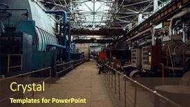  Presentation with manufacturing - Cool new PPT theme with turbine-manufacturing-factory-interior-nobody backdrop and a tawny brown colored foreground