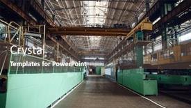  Presentation with turbine - Slide set with turbine-manufacturing-factory-interior-nobody background and a tawny brown colored foreground