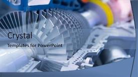  Presentation with turbine - Slide deck consisting of turbine metal mechanism details background and a teal colored foreground
