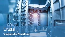  Presentation with turbine - Colorful presentation theme enhanced with turbine metal mechanism details backdrop and a teal colored foreground