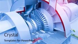  Presentation with turbine - Presentation theme consisting of turbine metal mechanism details background and a light blue colored foreground