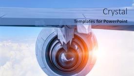  Presentation with turbine - Amazing PPT layouts having turbine-of-modern-aircraft-mixed backdrop and a light blue colored foreground