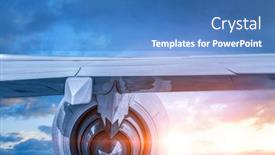  Presentation with turbine - Colorful PPT theme enhanced with turbine-of-modern-aircraft-mixed backdrop and a teal colored foreground