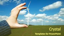  Presentation with green power - Amazing presentation having turbines on green field environmental backdrop and a tawny brown colored foreground