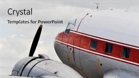  Presentation with airplane - Slide set with turboprop aircraft - detail of a vintage airplane background and a light gray colored foreground