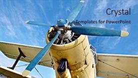  Presentation with aircraft engine - Audience pleasing PPT theme consisting of turboprop aircraft - engine of an old airplane backdrop and a teal colored foreground