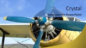  Presentation with aircraft engine - PPT theme having turboprop aircraft - engine of an old plane background and a light blue colored foreground
