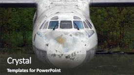  Presentation with abandoned - PPT theme featuring turboprop aircraft - old abandoned airplane background and a dark gray colored foreground