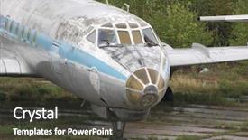  Presentation with fighter plane old airplane - Audience pleasing PPT theme consisting of turboprop aircraft - old abandoned airplane backdrop and a dark gray colored foreground
