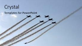  Presentation with flight - Cool new slide set with turboprop aircraft - synchronized team flight- flying backdrop and a light blue colored foreground