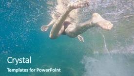  Presentation with underwater - Slide set featuring turbulence - snorkelling woman in bikini kicks background and a ocean colored foreground