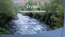  Presentation with water pool in river cave - Beautiful slide deck featuring turbulence - turbulent waters of zeta river backdrop and a  colored foreground