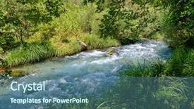  Presentation with river flow - Cool new PPT theme with turbulent flow and lush riverbanks backdrop and a ocean colored foreground