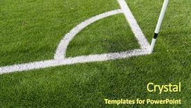  Presentation with football field - Cool new PPT layouts with synthetic turf - sport and game concept backdrop and a tawny brown colored foreground