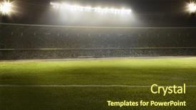  Presentation with soccer field - Slide set enhanced with turf - view of soccer field background and a tawny brown colored foreground