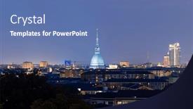  Presentation with city night - Presentation design featuring turin-city-skyline-at-night background and a ocean colored foreground