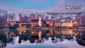  Presentation with poe - Presentation design featuring turin-italy-at-borgo-medievale background and a light blue colored foreground