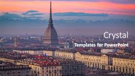  Presentation with italy culture - PPT theme with turin-piedmont-italy-skyline background and a gray colored foreground