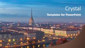  Presentation with skyline - Theme with turin-piedmont-italy-skyline background and a teal colored foreground