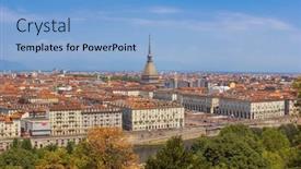  Presentation with cityscape - Slide deck featuring turin-skyline-at-day-turin background and a  colored foreground