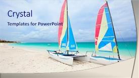 Presentation with caribbean - Colorful slides enhanced with turk - catamarans at beautiful caribbean beach backdrop and a  colored foreground