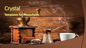  Presentation with cup coffee - Presentation design consisting of turk and cup of coffee background and a tawny brown colored foreground