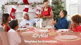  Presentation with black family - Slide deck consisting of turkey at family christmas background and a coral colored foreground