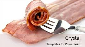  Presentation with bacon - Audience pleasing slides consisting of turkey bacon with fork close backdrop and a coral colored foreground